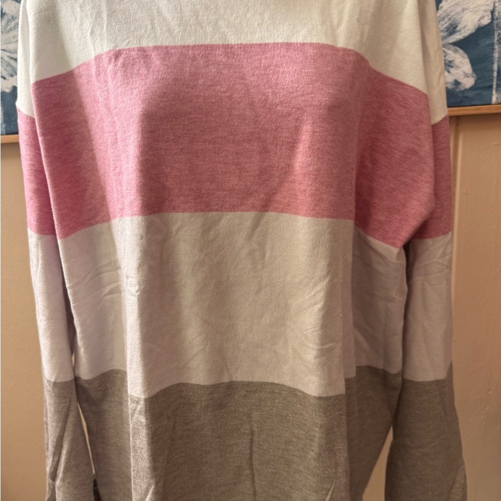 Striped Pink and Gray Women's Sweater